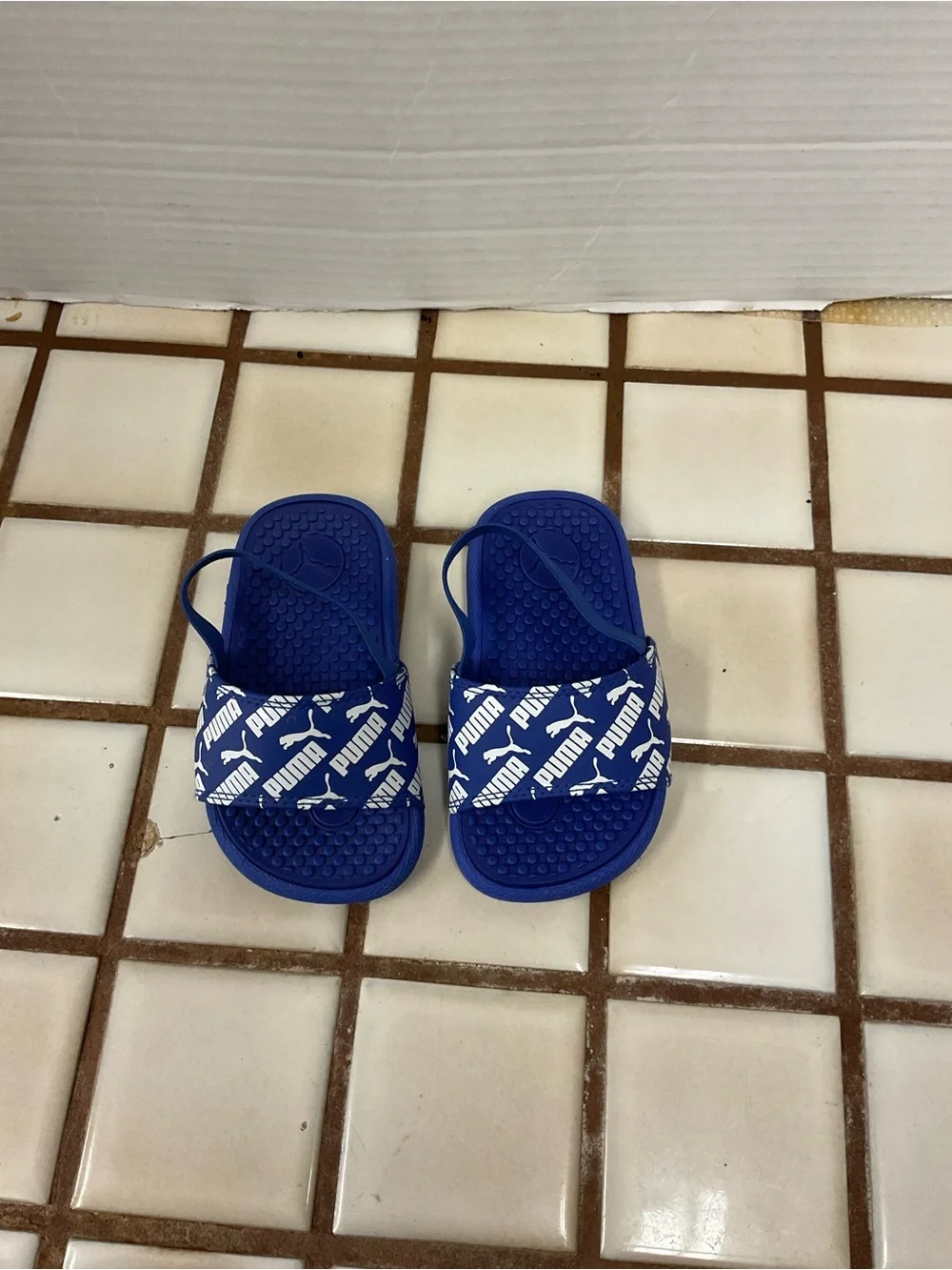 Puma Blue Kids' Logo Slide Sandals with Heel Strap